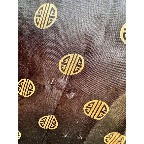 Robert Louis Mens Silk Blend Robe One Size Black and Gold Print Luxurious - Picture 6 of 9